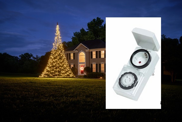 Vlaggenmastkerstboom - accessoires tijdschakelaar - 
